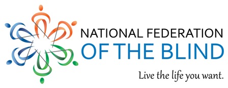 National Federation of the Blind logo with tagline: Live the life you want.