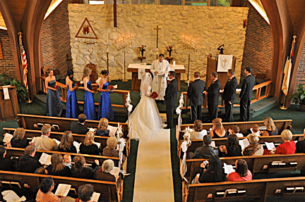 Stacy Cervenka and Gregory DeWall with their wedding party Wedding Bells