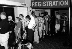 The NOPBC activities registration line.