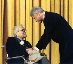 Justin Dart, August 29, 1930, to June 21, 2002, is pictured here with President Bill Clinton as hr received the National Medal of Freedom in 1998