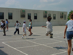 Six students enjoy jumping rope
