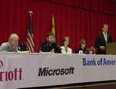Left to right: Chris Matthews, Frank Luntz, Marsha Dyer, Barbara Walker, and Marc Maurer