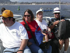 The prize for the most original meet-and-greet activity went to the NFB of California.   Here Robert Stigile;Tiffany Manosh; Nancy Burns, president of the NFB of California;and Don Burns enjoy the breeze, the sun, and the excitement of whale watching.