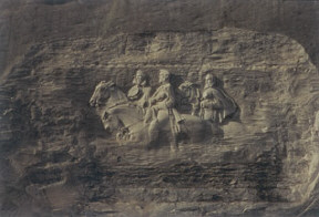 The high-relief carvings on the side of Stone Mountain.
