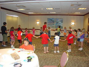 Kids at camp (group form a circle by holding hands