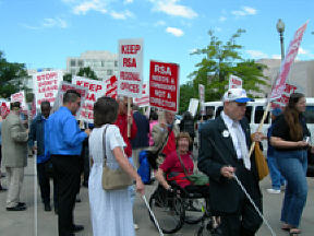 People with all sorts of disabilities took part in the picket