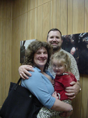 The Walker family from Pennsylvania in the hallway at the Jernigan Institute
