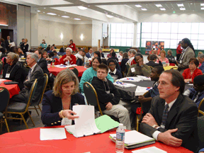 Members Hall full of kids and adults.