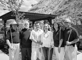 Left to right, Nick Schmittroth (wearing hat), Karl Smith, Brandon and Nicole Rasmussen, Rebekah Jakeman, and Ron Gardner