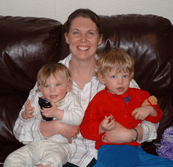 Rebekah Jakeman with  Aliya (left) and Calan (right)