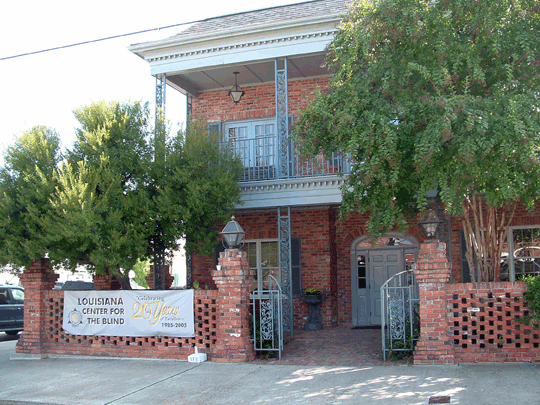 The gated entryway to the current headquarters of the Louisiana Center for the Blind, located on Trenton Street