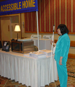Anne Taylor describes the wonders of the talking microwave oven in the Accessible Home Showcase.