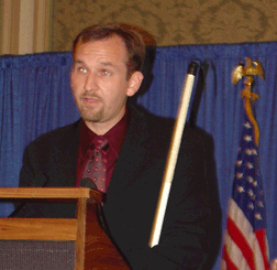 Chris Booher had only a moment for preparation before he addressed the convention banquet.