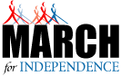 The March for Independence logo includes these words along with five Whozits in a line.