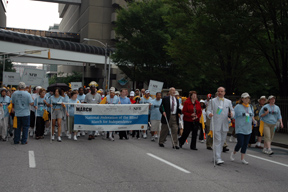 Kevan and Bridget Worley finished the march on foot. The March for Independence banner and affiliate signs were still being held high as the march ended.