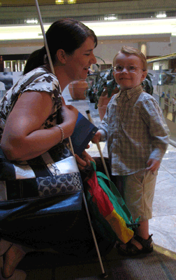 Cheralyn Creer (UT) talks with her son Chase.