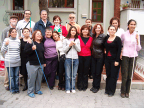 Blind Corp members are pictured here with their Turkish students.