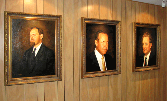 Pictured here left to right are portraits of Jacobus tenBroek, Kenneth Jernigan, and Marc Maurer.