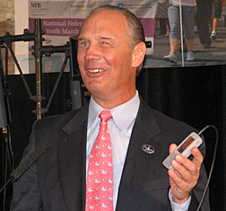 James Gashel, now the vice president for business development with KNFB Reading Technology, Inc., displays the KNFB Reader Mobile.