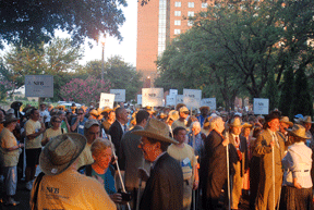 Federationists gather in the staging area outside the hotel, preparing to begin the second annual March for Independence--A Walk for Opportunity.