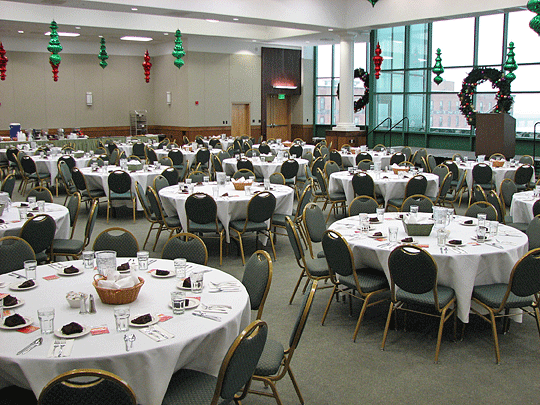 The Jernigan Institute Members Hall decorated for the holidays
