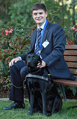 Paul Harpur and his guide dog Chester