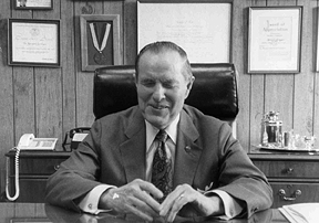 Kenneth Jernigan, pictured here in his office, edited the Braille Monitor longer than anyone until then.
