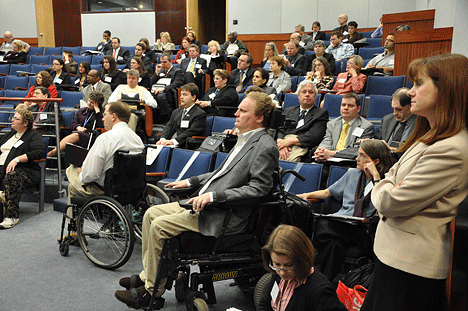 tenBroek Disability Law Symposium attendees gather in the NFB of Utah Auditorium at the NFB Jernigan Institute.