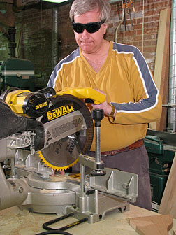 Jeff Altman teaches travel at the Nebraska Center for the Blind. Here he safely uses a power saw.