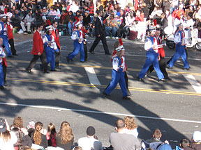 Pictured here are the thirty-two blind members of the Ohio State School for the Blind marching band and the group's volunteer marching assistants.