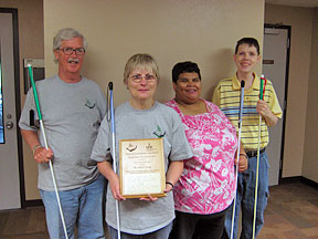 The ABLE Team, members of the Blackhawk Chapter of the NFB of Illinois, won the Braille Readers Are Leaders Team of the Year Award in the Adult contest last year.