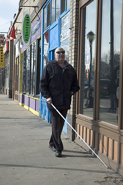 Ray McGeorge walks down the street.