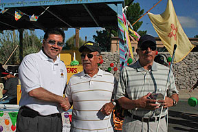 Pictured left to right are Las Cruces Mayor Ken Miyagishima; Fortunato Gonzalez, vice-president of the Mesilla Valley Chapter of the NFB of New Mexico; and Adelmo Vigil, White Sands Chapter board member and director of the New Mexico Commission for the Blind&rsquo;s adult training center in Alamogordo.