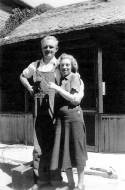 Jacobus and Hazel tenBroek outside of his sister Ivy�s farm in 1937, the same year they were married