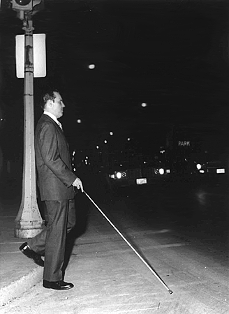 Kenneth Jernigan walks the streets of Des Moines in the early seventies.