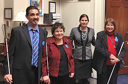 Pictured here left to right are Californians Julian Vargas, vice-president of the San Fernando Valley Chapter; Joy Stigile, member of the San Fernando Valley Chapter; Congresswoman Mary Bono-Mac; and Linda Fergurson, member of the River City Chapter.