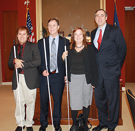 From left to right are Oregonians Ryan McBee, Art Stevenson, Carla McQuillan, and Senator Jeff Merkley.