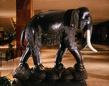 One of the wooden elephants in the Chantilly Foyer