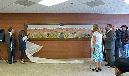 Ann Cunningham unveils new artwork in the Colorado Center for the Blind.