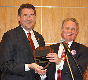 Congressman Gregg Harper receives the National Federation of the Blind Presidential Award for Congressional Courage from President Maurer.