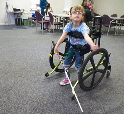 Stormie uses her cane and her walker in South Carolina
