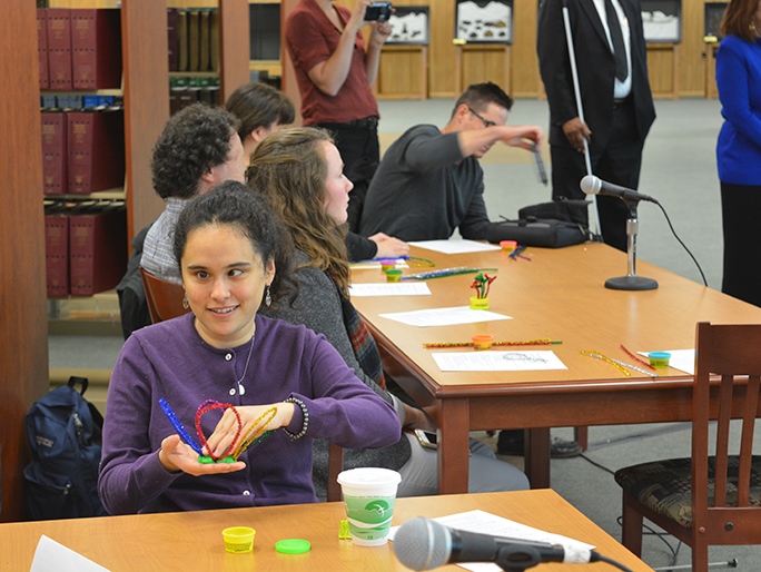 Lindsay Yazzolino with her Play-Doh sculpture