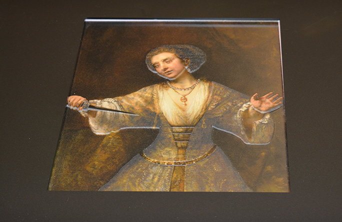 A flat print of a portrait of a Renaissance lady was given some dimension to make it more tactilely accessible.