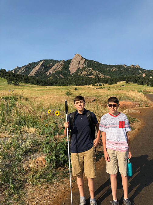 Luc and his brother Gabe at the base of Flat Iron Rock