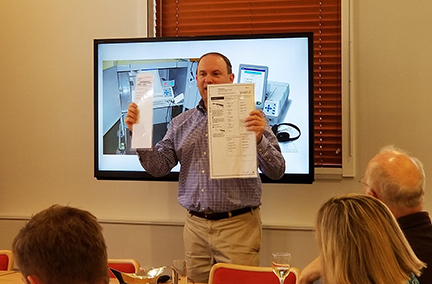Dr. Lazar presenting about segregated ballots for blind voters at the Radcliffe Institute for Advanced Study at Harvard University.