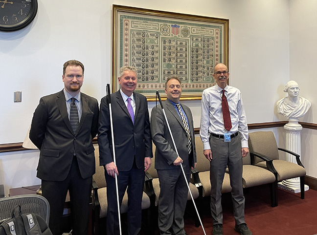 Left to Right: Kyle Walls, John Paré, President Mark Riccobono, and Director of the Bureau of Engraving and Printing Len Olijar.