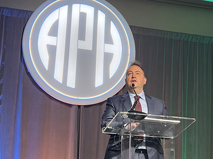 Mark Riccobono speaking to the American Printing House for the Blind Annual Meeting.