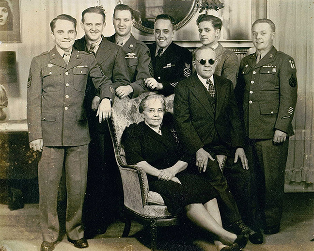 Oliver Keeney with his wife and six sons.