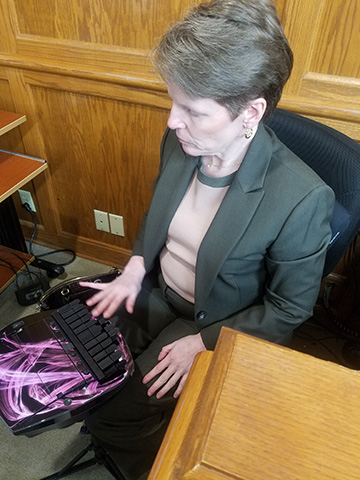 Shelley Keeland takes down the words of the court.