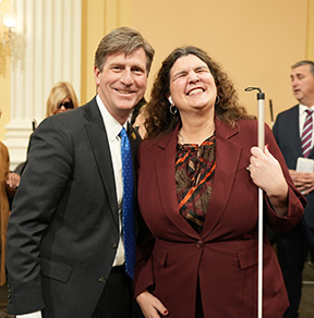 Representative Greg Stanton (D-AZ) poses for a photo with Amy Porterfield, Arizona affiliate board member.